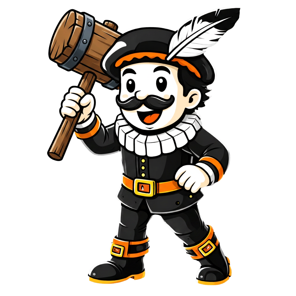 Buzz raising his builder's mallet